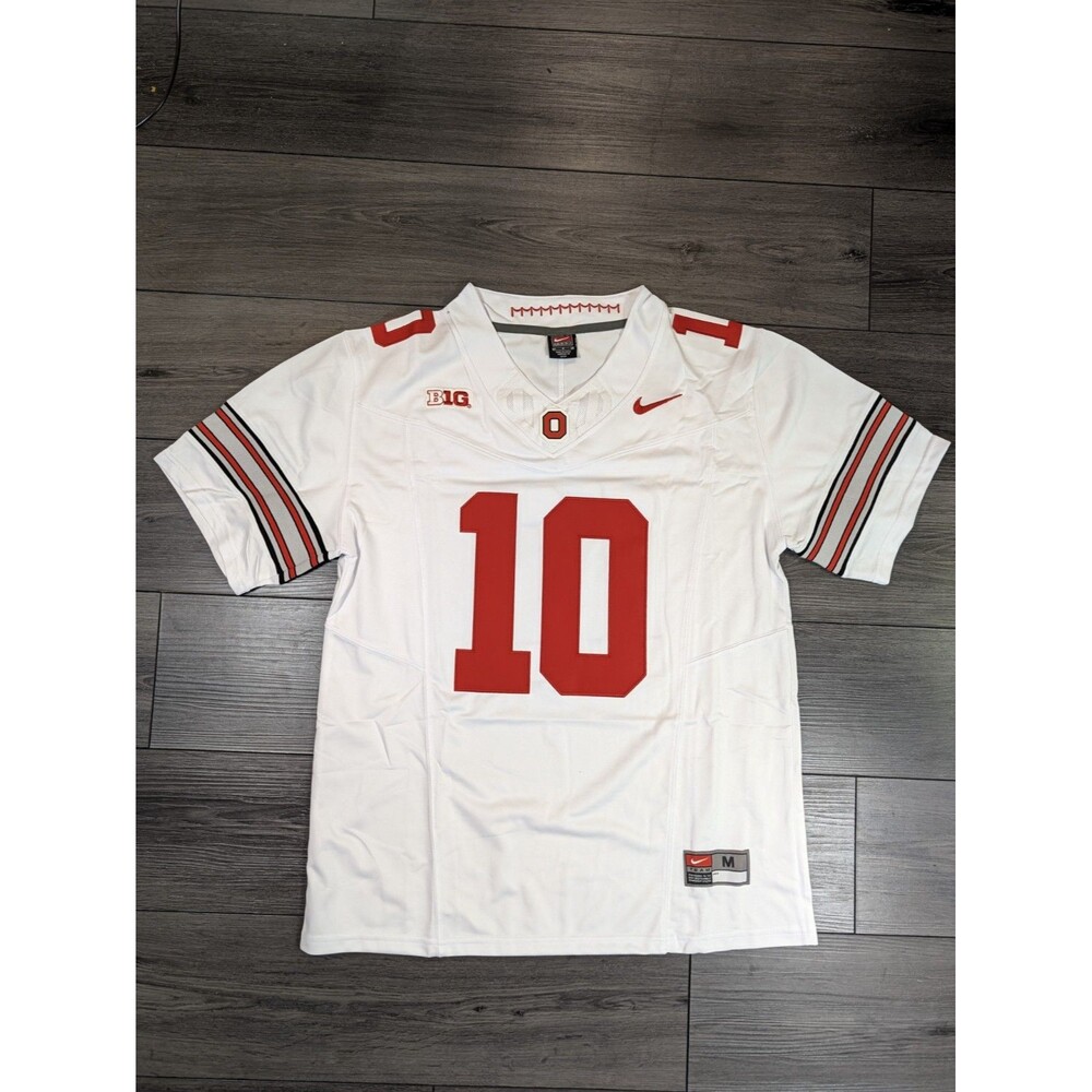 Julian Sayin #10 White Buckeye Stripe 2026 OSU Ohio State Football Jersey Medium